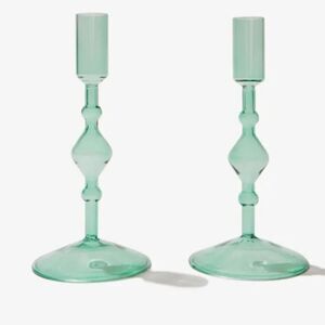 Poketo Glass Candlestick Holder Set of Two!